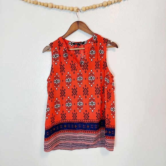 Sweet Rain Tops - Sweet Rain red blue boho sleeveless blouse